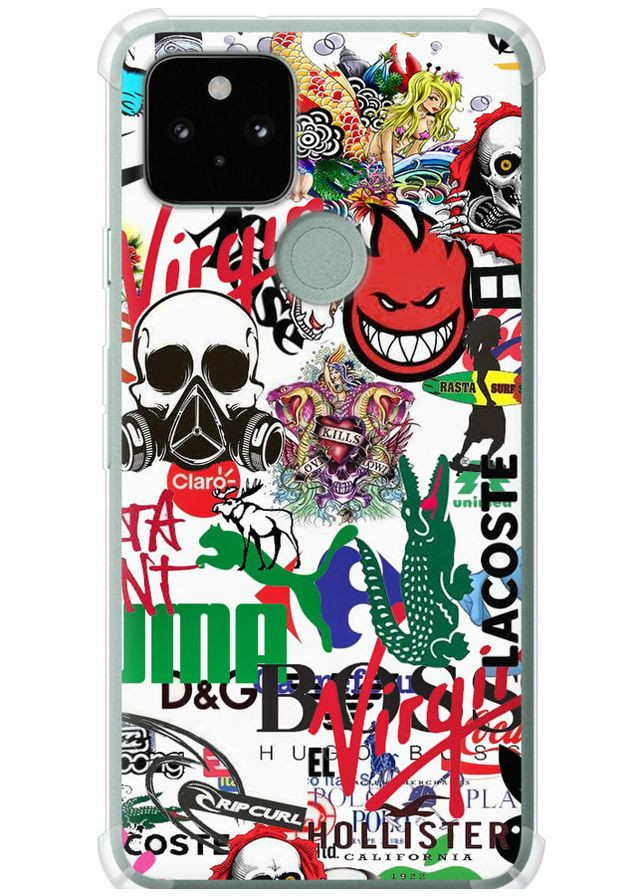 Силіконовий протиударний с посиленими кутами чохол 'Many different logos' для Endorphone Google Pixel 5 (296582633)