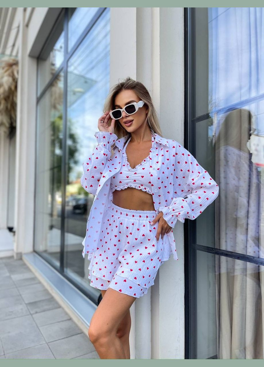 Жіночий трійка с сердечками No Brand костюм (323214594)