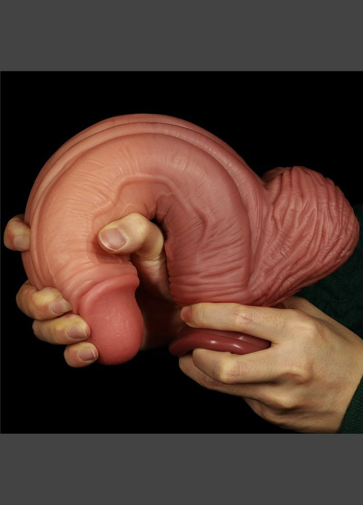 Фалоімітатор - Dual-Layered Silicone Cock 10" Brown - Реалістичні фалоімітатори і ділдо Lovetoy (322183839)