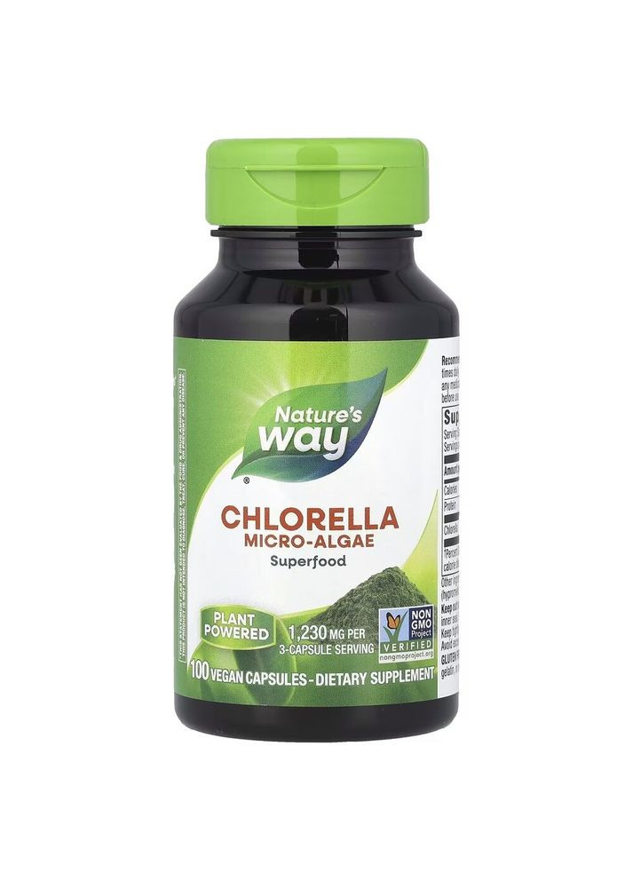 Хлорелла Chlorella Micro-Algae, 100 вегакапсул для поддержки иммунной системы Nature's Way (334704381)