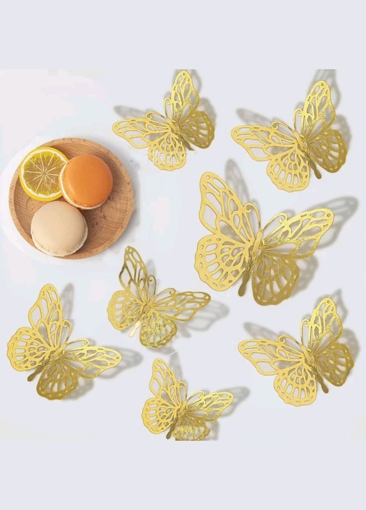 3D наклейки бабочки золотые 12штук набор JJ312-E No Brand (302242319)