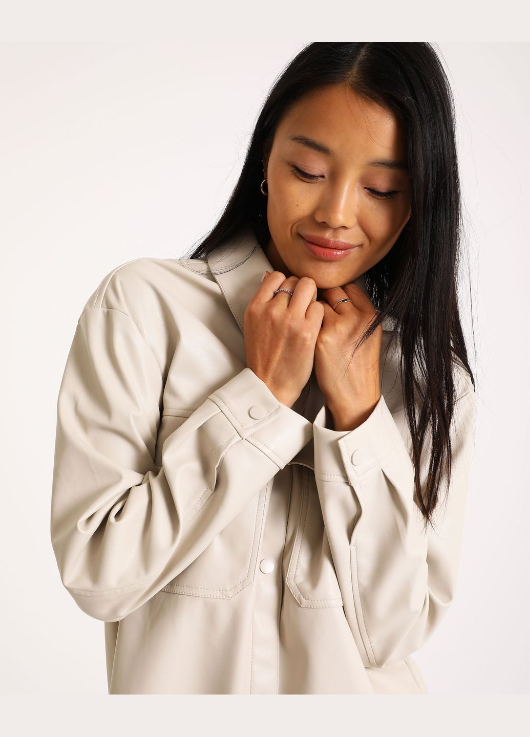 Бежева демісезонна куртка сорочка H&M