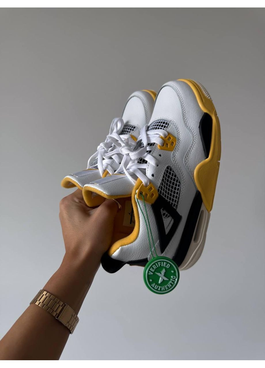 Білі Осінні кросівки чоловічі nike air jordan 4 white yellow найк аір джордан No Brand