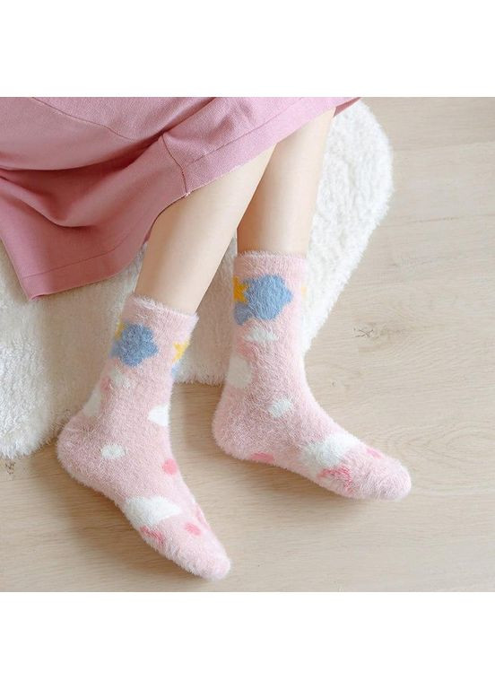 Комбіновані теплі шкарпетки жіночі 5 пар, набір шкарпеток жіночих з милими принтами (370290483)