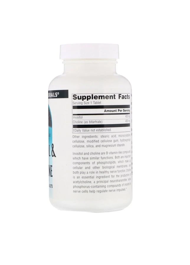 Вітаміни В4 та В8 Inositol & Choline, 100 таблеток для підтримки нервової системи Source Naturals (376165720)