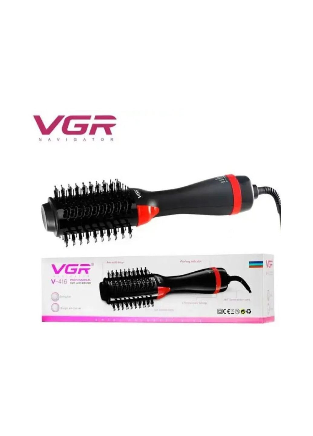 Фен браш стайлер для волос щетка V 416 1000 Вт VGR (280946815)