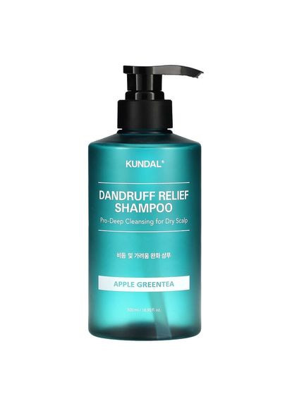 Шампунь DANDRUFF RELIEF SHAMPOO APPLE GREEN TEA проти лупи та подразнень, аромат "Зелений чай та Яблуко", 500 мл Kundal (278291515)