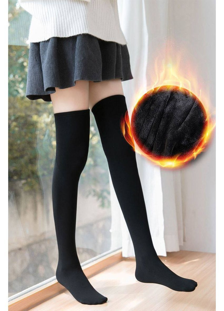 Жіночі заколінники чорні утеплені на флісі високі гольфи 57 см розмір 36-40 No Brand Заколінники (362476083)