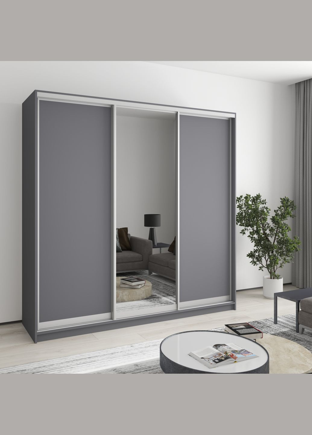 Шафа-купе тридверна Комбо AL 2ДСП/Дзеркало 210x60x240 см (MBS-1756) MebelStar (346288942)