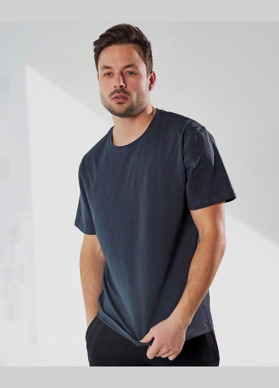 Графітова базова графітова однотонна чоловіча футболка з якісної тканини: стрейч-кулір No Brand 45-1