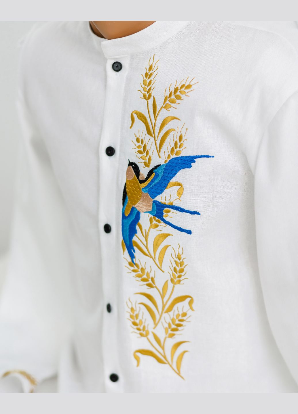 Біла дитяча сорочка з вишивкою ластівка біла, сорочка вишиванка візерунок орнамент віскоза, льон (323652727)