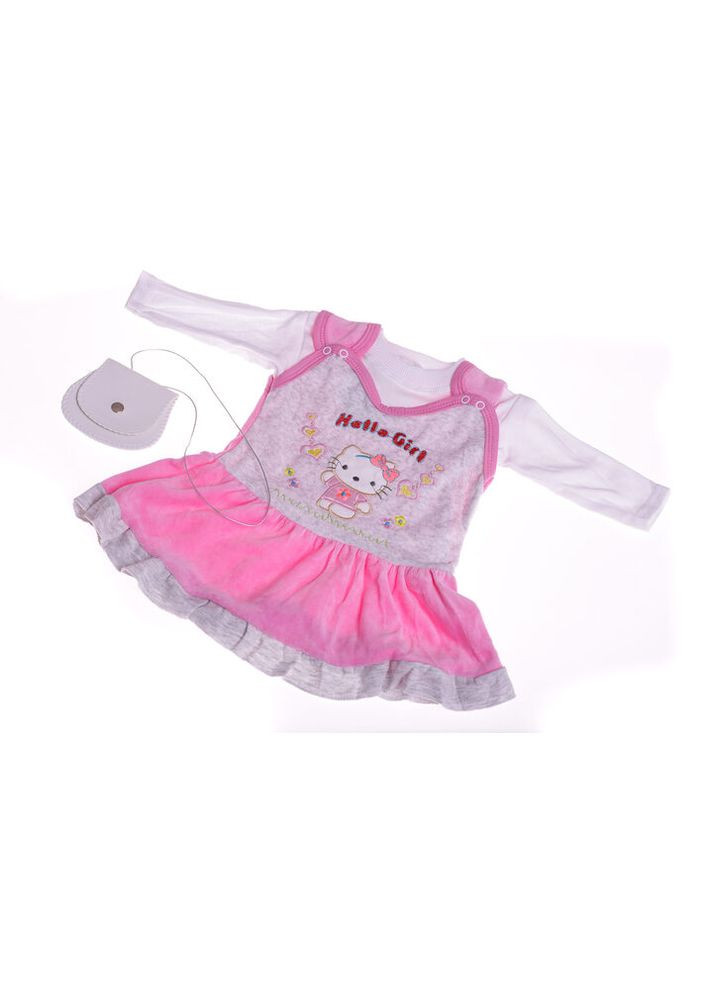 Рожева сарафан з водолазкою велюровий кітті рожевий 74 см (26868) BABYKROHA (322503266)