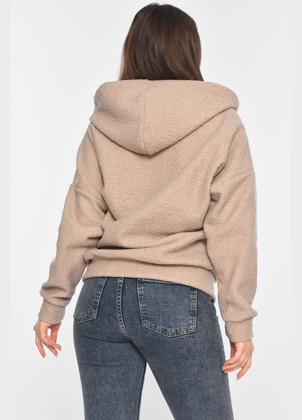 Синій демісезонний кофта тедді на блискавці жіноча кольору мокко пуловер Let's Shop