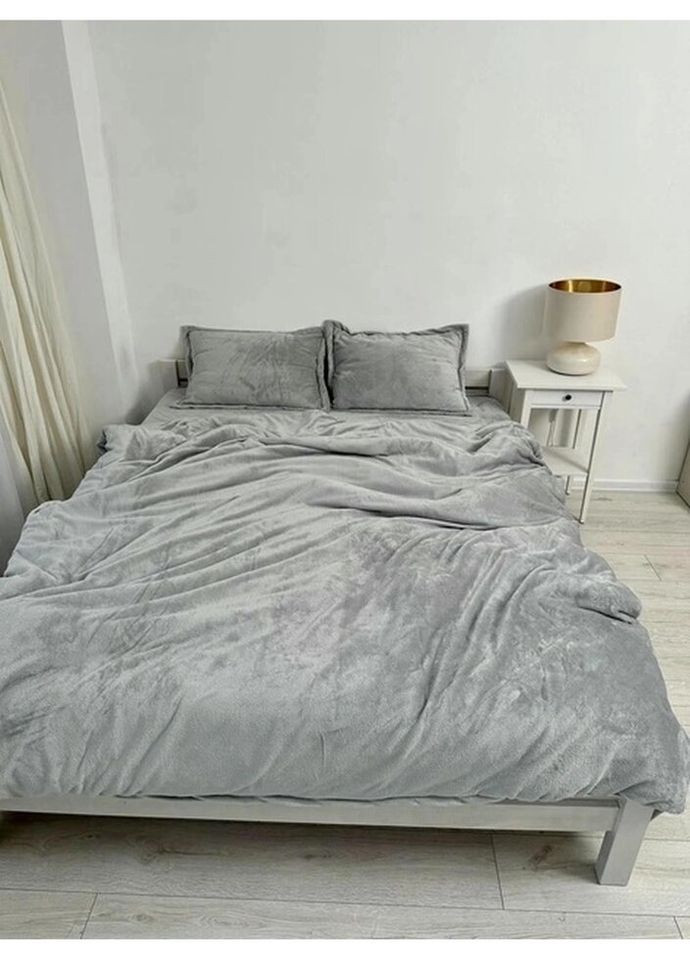 Постельное белье плюшевое евро Home 20757 200х220 см серое DUSHKA (327790621)