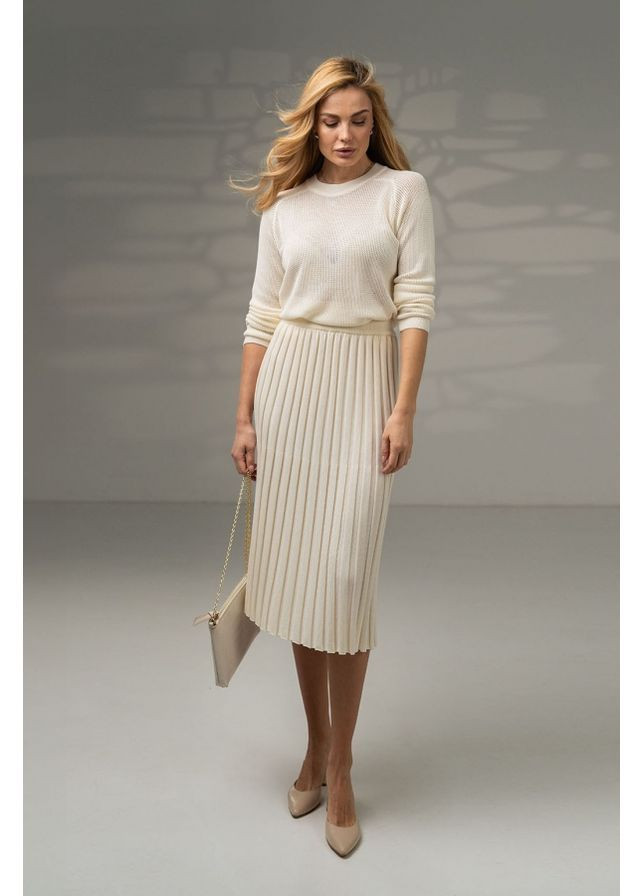 Молочная юбка плиссе короткая 2080 молочный Triko Bakh