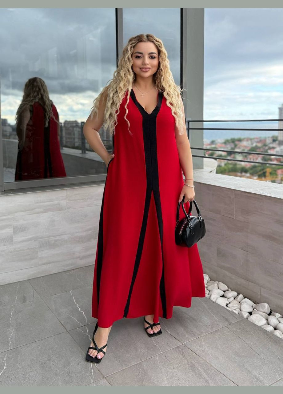 Красное повседневный платье No Brand в полоску