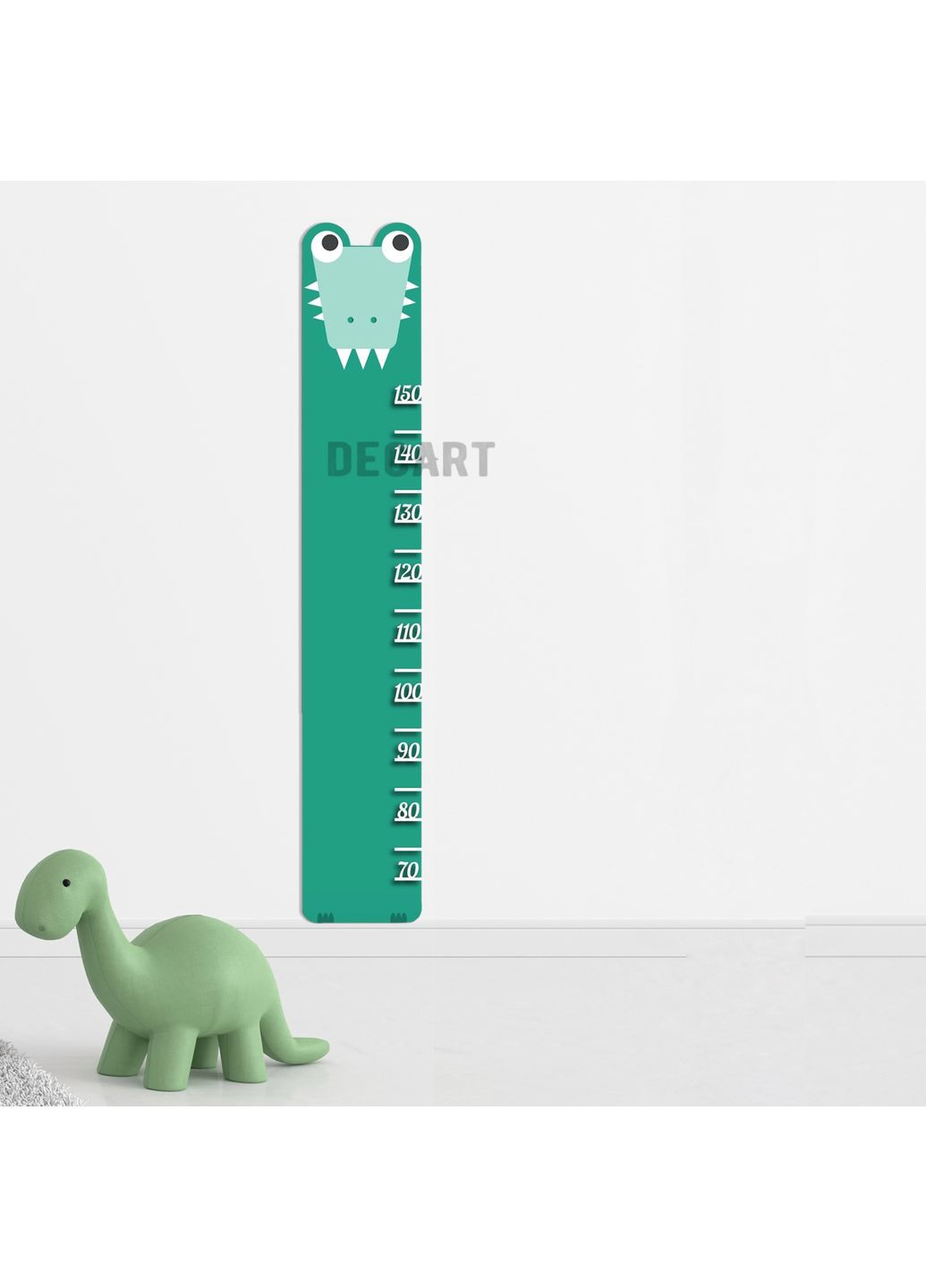 Виріб з натуральної деревини для дитячої кімнати, спальні Ростомер "Крокодільчик" 119х20 см Decart (360613228)