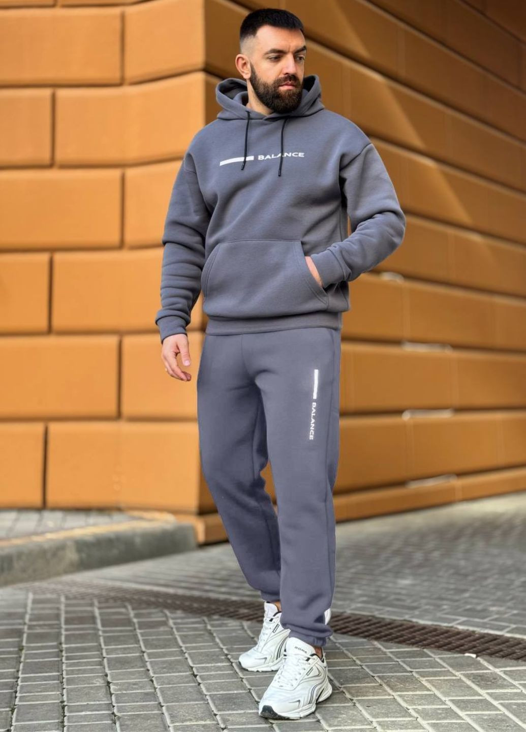 Базовий повсякденний демісезонний костюм двійка: худі з капюшоном та кишенею кенгуру + джогери Tik-Tak (363058287)