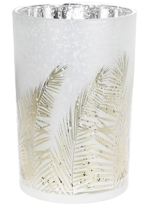 Свічник скляний Очерет 12х18см матове срібло для інтер'єру та декору світильник для дому Bona (368977602)