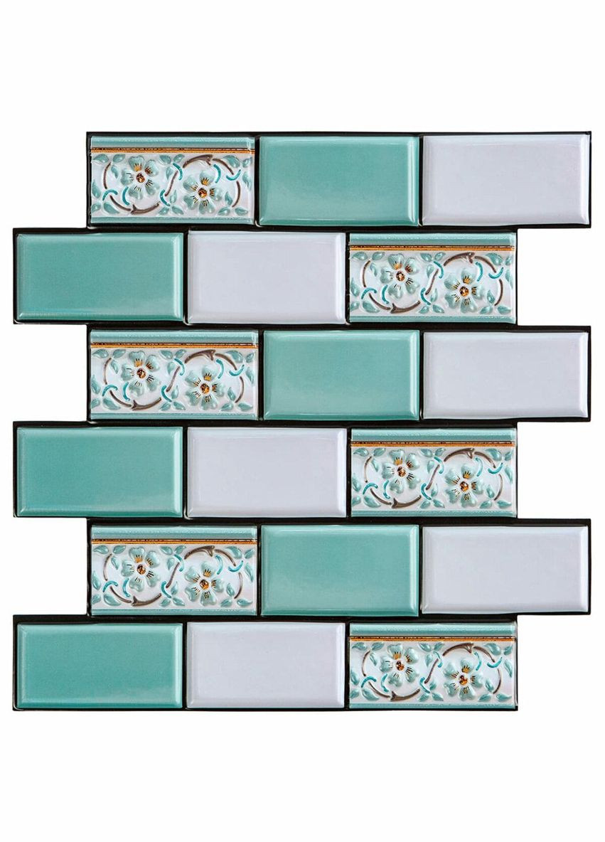 Декоративная плитка ПВХ на самоклейке мятная 300х300х5мм, цена за 1 шт. (СПП-505) SW-00001139 Sticker Wall (316470620)