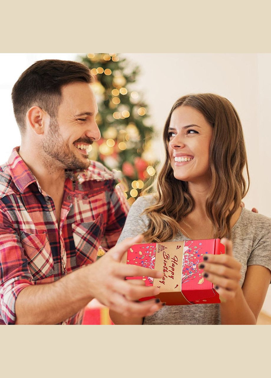 Сюрприз коробка с вылетающими кубиками карточками подарочный комплект праздничный набор пакет No Brand Подарунки сюрприз вилітаючих 20 кубиків червоний (346123670)