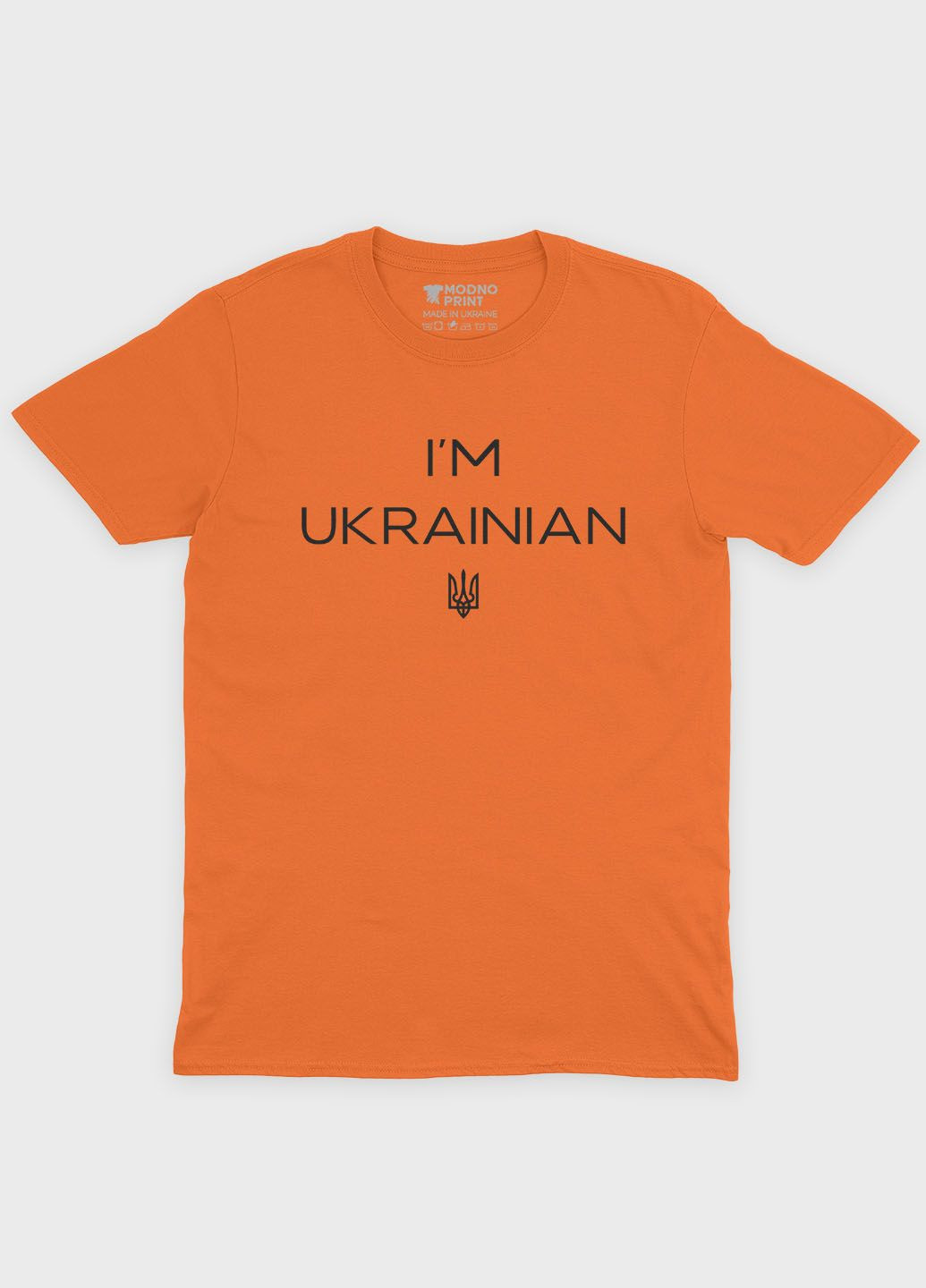 Оранжевая мужская футболка с патриотическим принтом i`m russian (ts001-1-ora-005-1-017) Modno