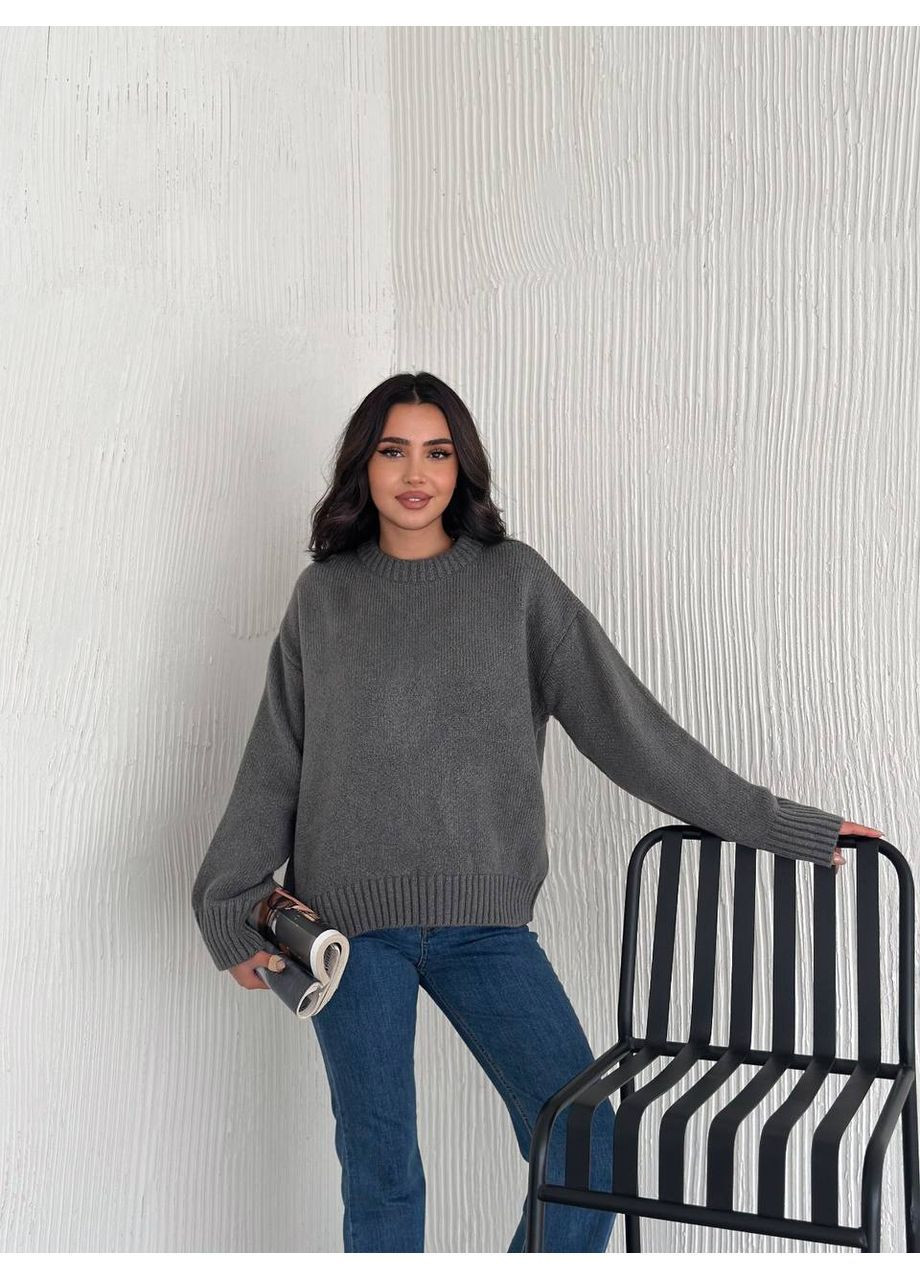 Темно-сірий демісезонний жіночий светр пуловер No Brand