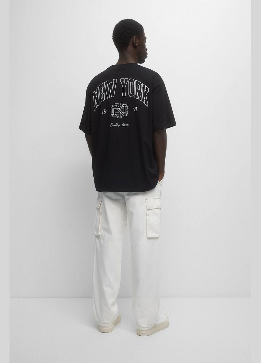 Черная футболка Pull & Bear Brooklyn 7241 534 black