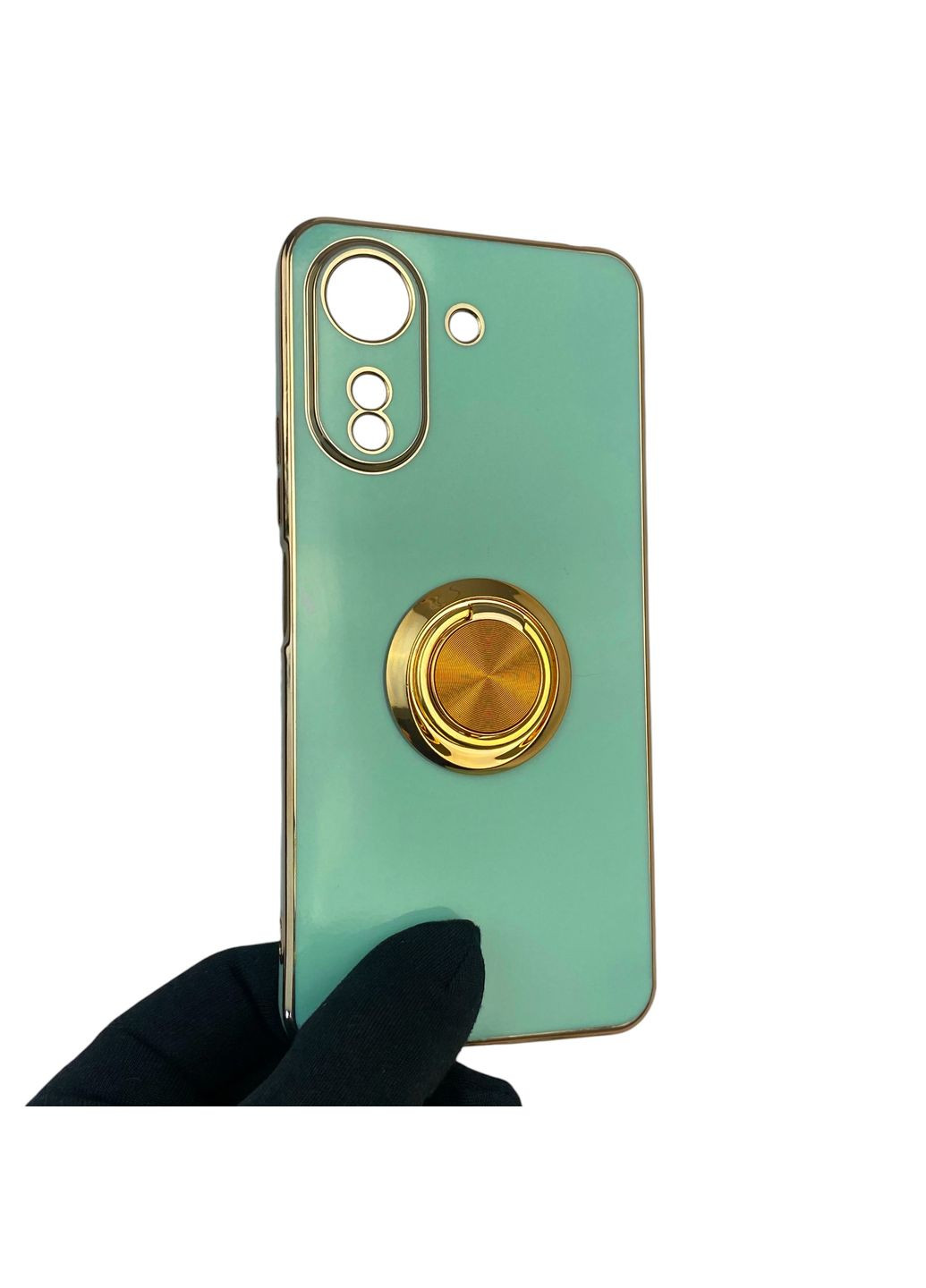 Чохол для Redmi 13C з кільцем-підставкою із золотою окантовкою на сяомі редмі 13с бірюзовий gs1 Xiaomi (366231501)