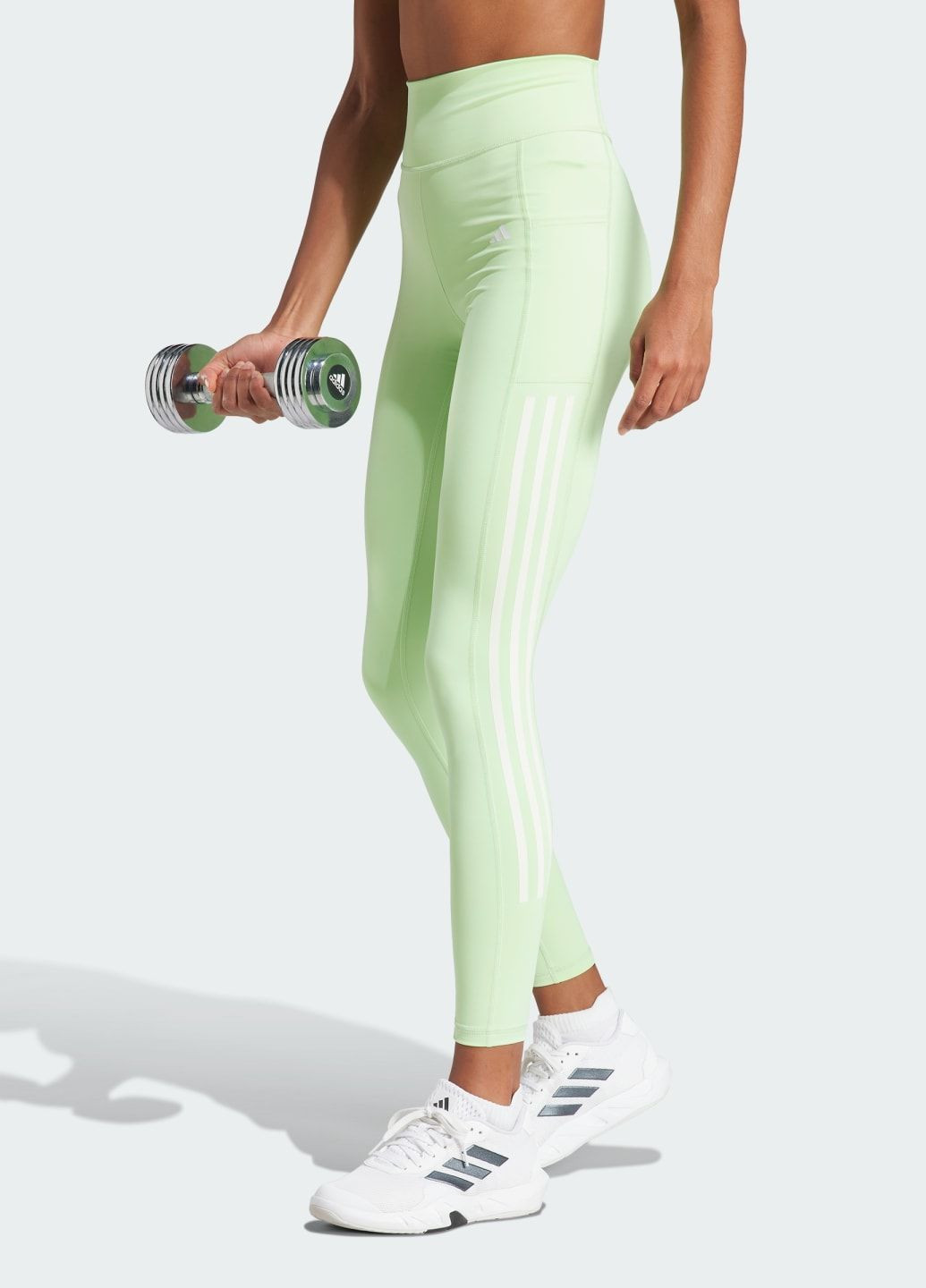 Зеленые демисезонные леггинсы optime 3-stripes full-length adidas