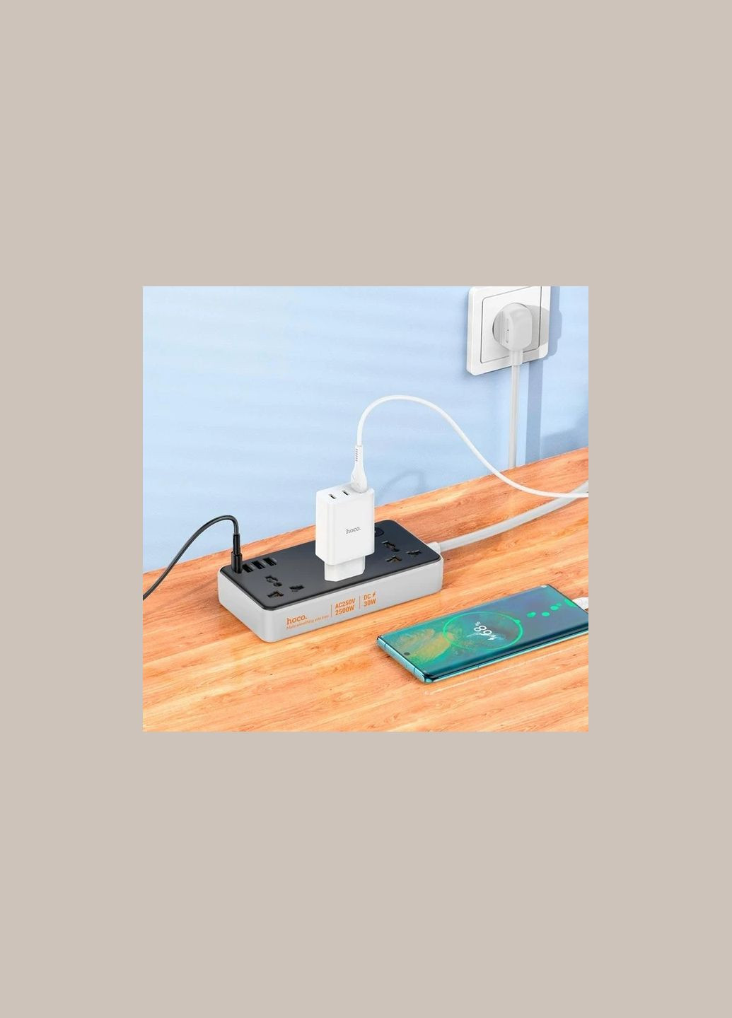 Удлинитель сетевой на 3 розетки AC8A |3USB/1Type-C PD/QC 3A/30W| Черный Hoco (336381061)