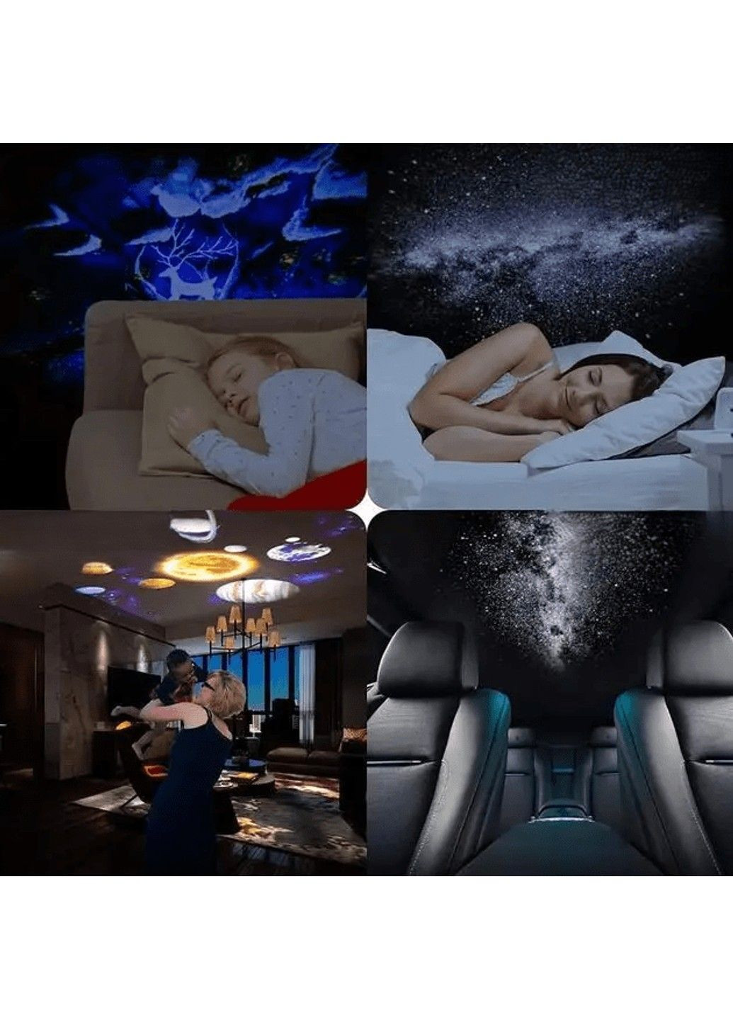 Проектор зоряного неба на 13 картриджів галактик на 360°, чорний No Brand (360544756)