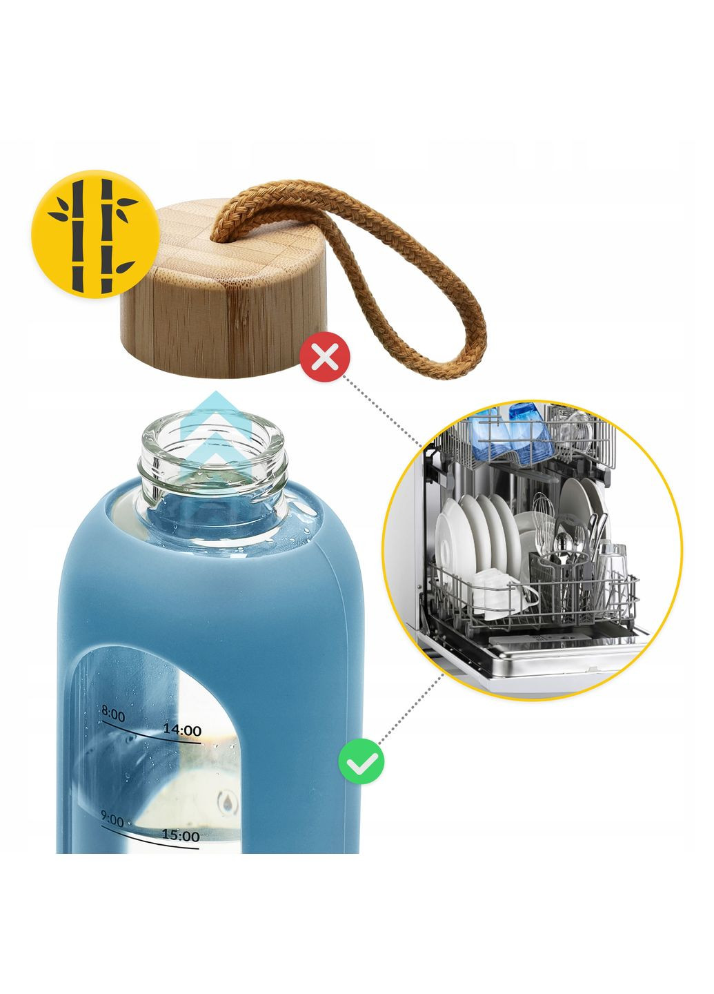 Бутылка для воды спортивная 750 мл стеклянная Blue (P-5905973404181) 4FIZJO (311505591)