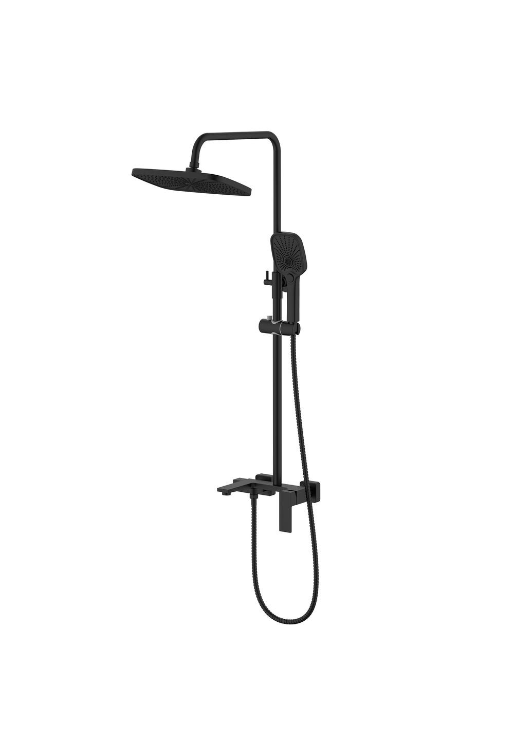 Душевая система универсальная Gemini на три потребителя (с изливом) QTGEM111BLM45686 Black Matt Qtap (351898738)