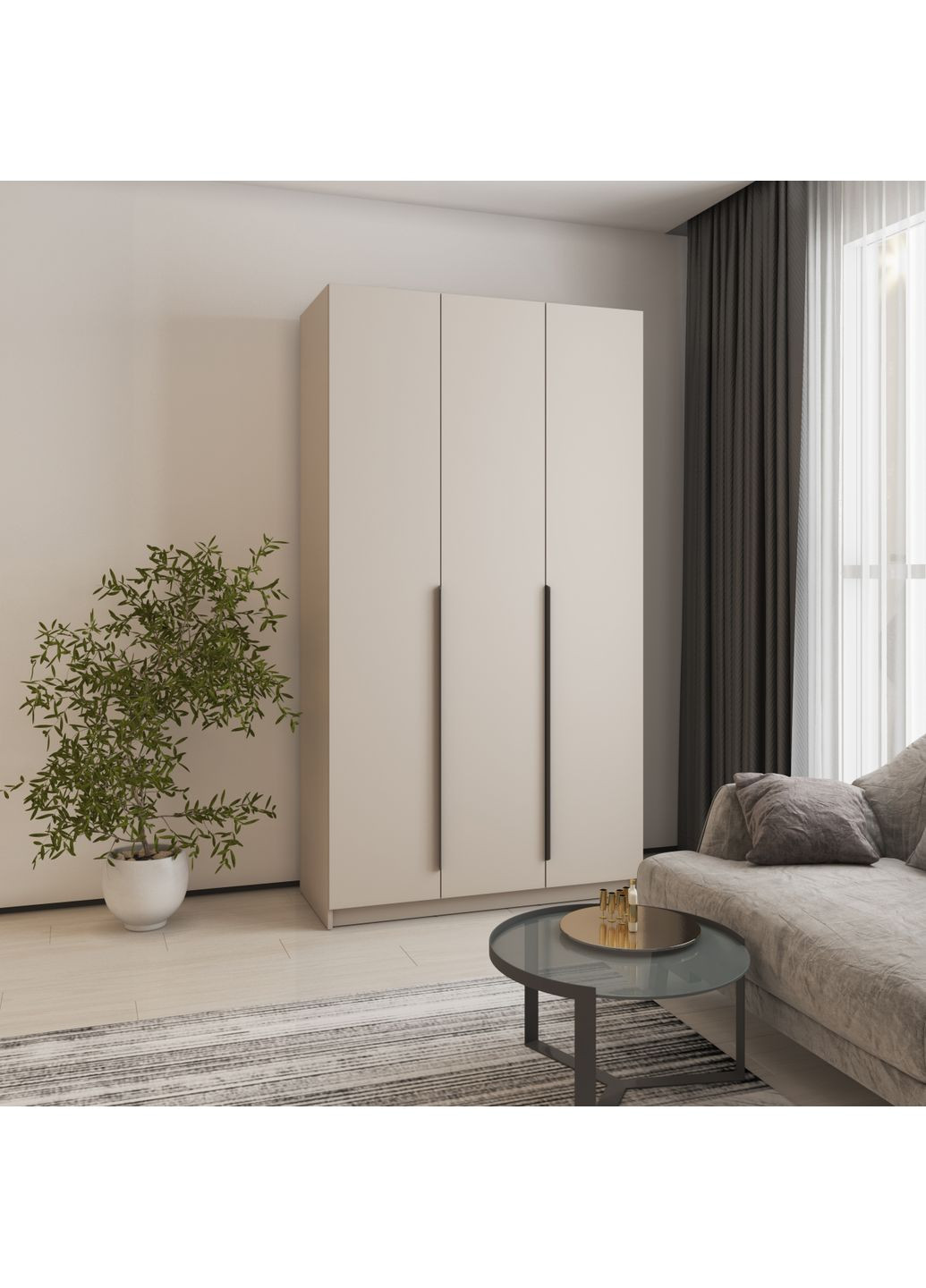 Шкаф 3-дверный Оскар ДСП BG, блок ящиков+полки 120x52x220 см (MBS-4575) MebelStar (366427488)