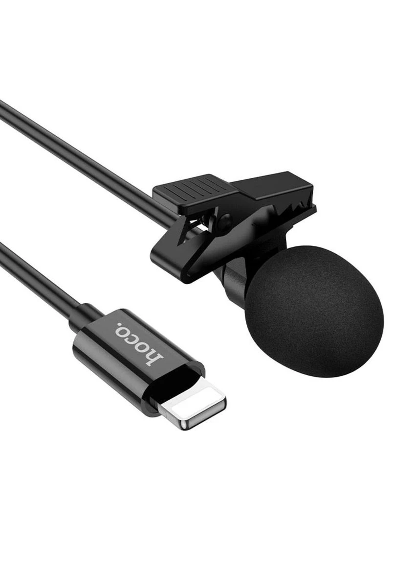 Микрофон-петличка для стрима L14 iP Lavalier microphone Black подключается с помощью Lightning Hoco (355412589)