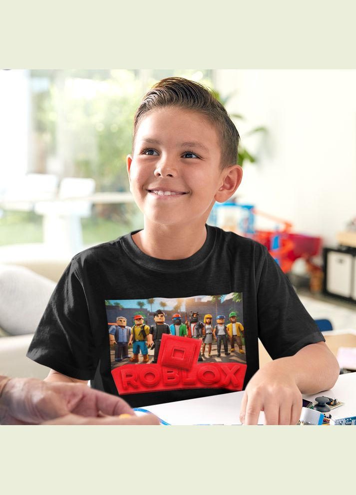 Чорна демісезонна футболка чорна з оригінальним принтом онлан гри roblox Кавун футболка