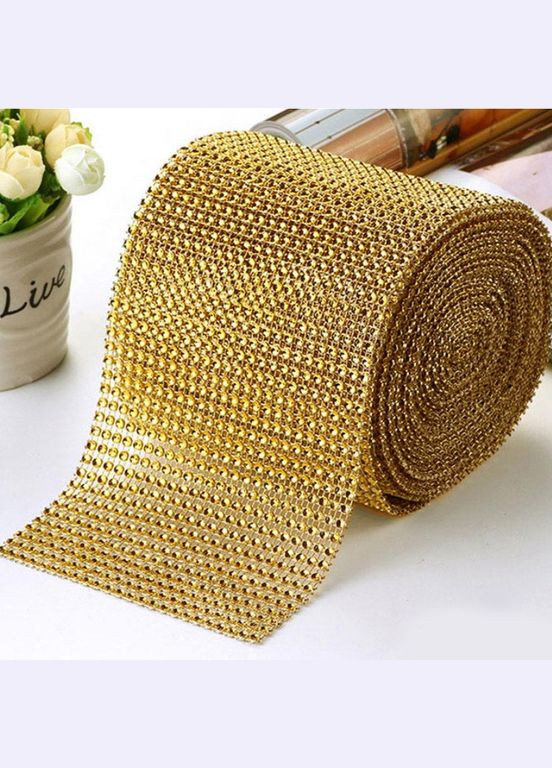 Стразове полотно (імітація), 11,5х25 см, жовте золото No Brand (341731206)