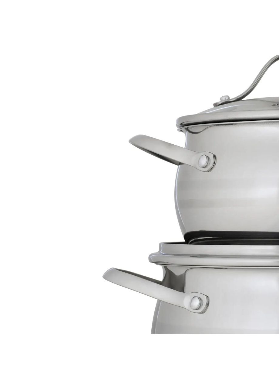 Набор кастрюль из нержавеющей стали 6 предмета для индукции и газа (2.1л, 3.7л, 6.1л) KM- hjk Kamille 5911 (360880077)