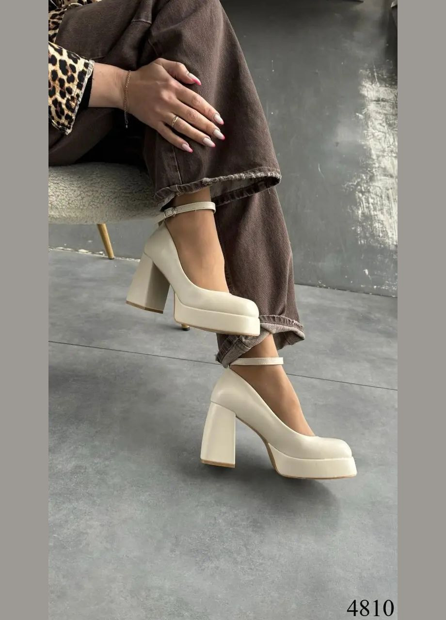 Loretta Нарядные бежевые туфли на каблуке и платформе, бежевые туфли, бежевые туфельки, праздничные туфли каблуки код 4810 бежевый з искусственная кожа, китай — демисезон (340244863)