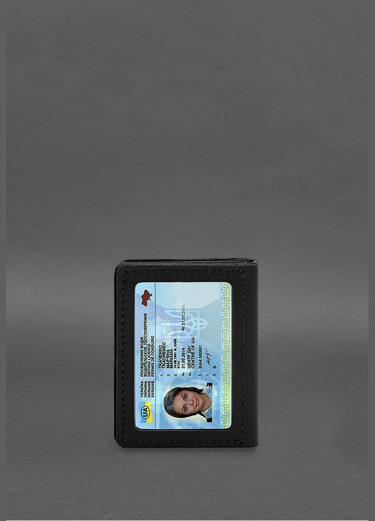 Шкіряна обкладинка для посвідчення водія, ID і пластикових карток 2.1 чорна (A-028613) BlankNote (328444810)