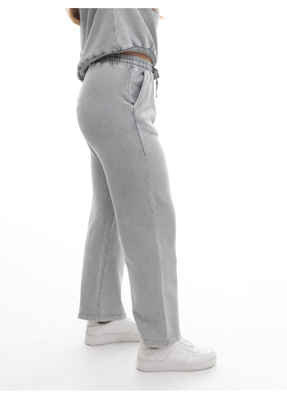 Костюм спортивный женский серый с вареньем брюки со свитшотом MDG Пряма (302879201)