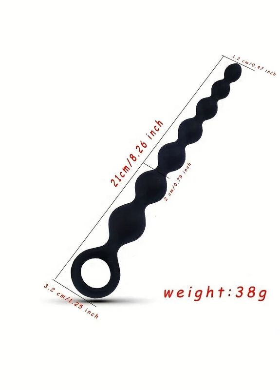 Черный силиконовый анальный цепочка ожерелье шарики анальные шарики ожерелье с кольцом No Brand (316657759)