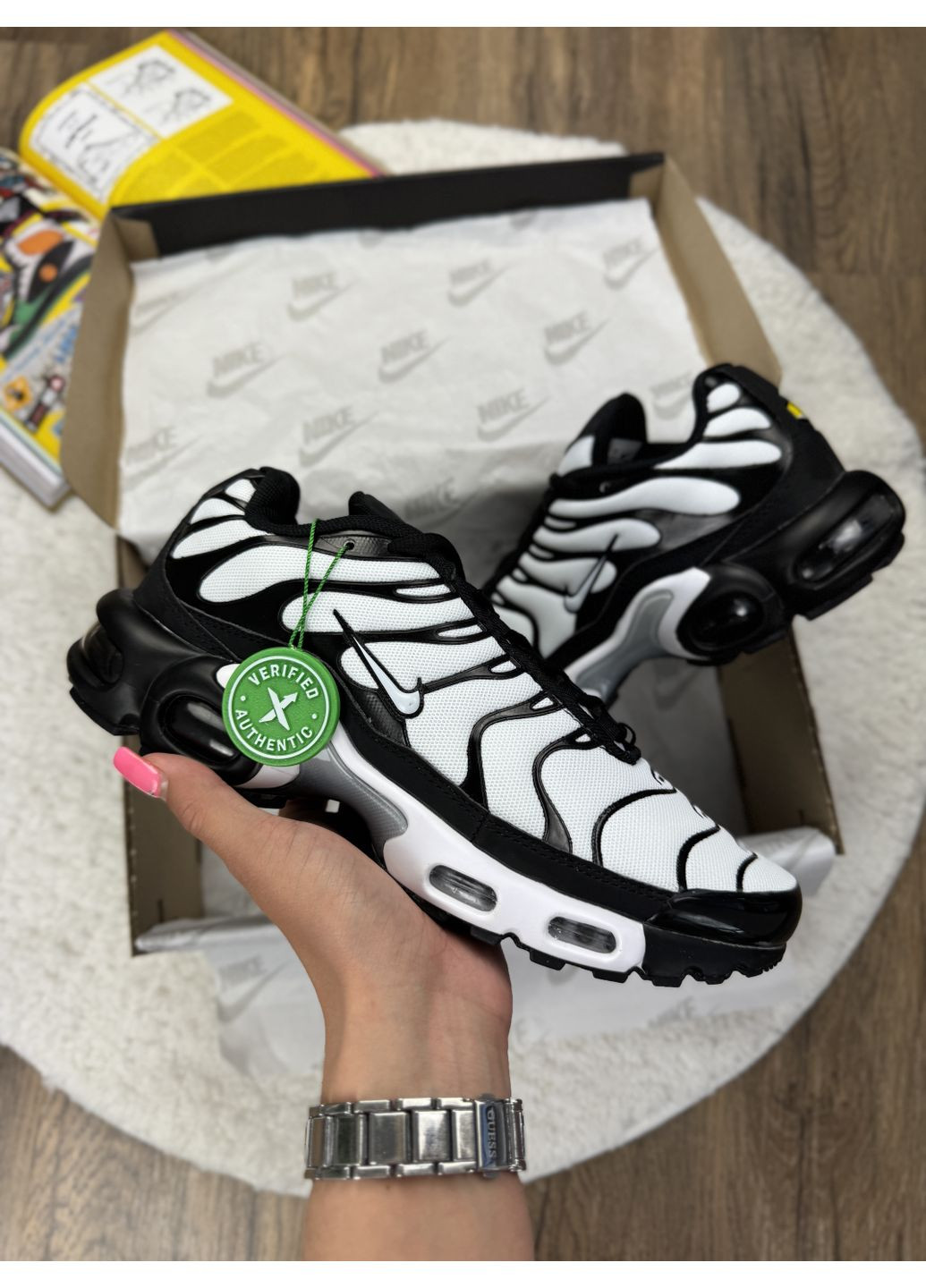 Черные демисезонные кроссовки мужские nike air max plus tn white / black найк аир макс тн плюс No Brand