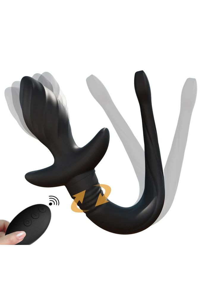 Силиконовая анальная пробка с вибрацией в виде хвоста с черным аккумулятором No Brand (341309992)