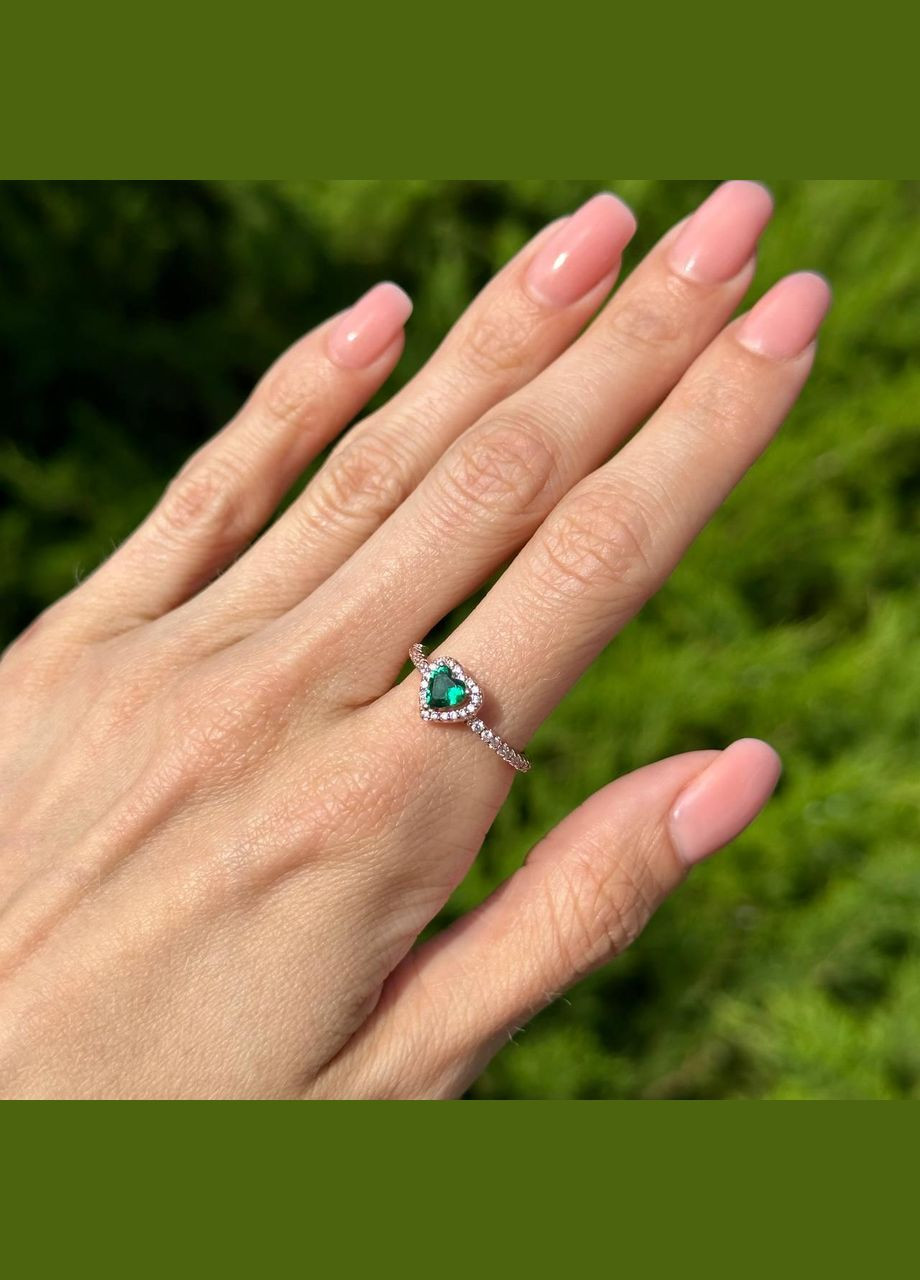 Серебряное кольцо Rose Блестящее сердце (A-009698) No Brand (330769038)