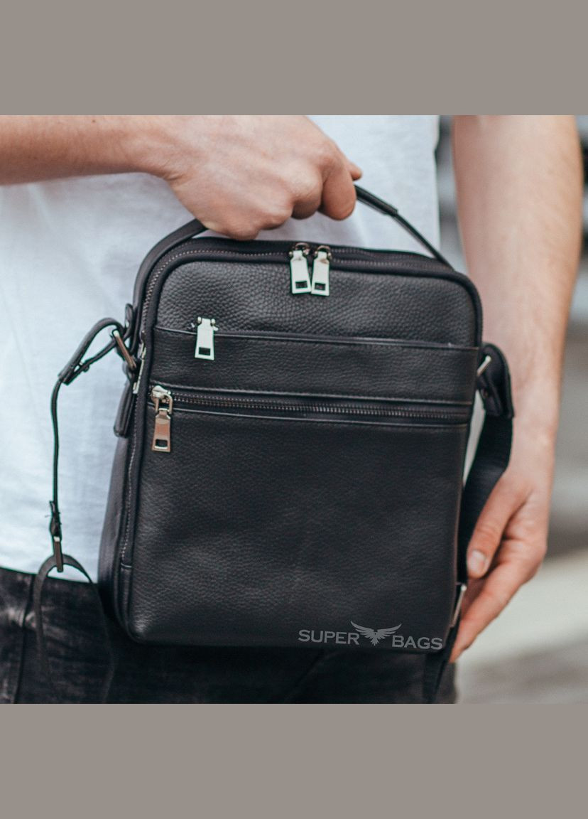 Кожаная мужская черная сумка Tiding Bag (302390986)