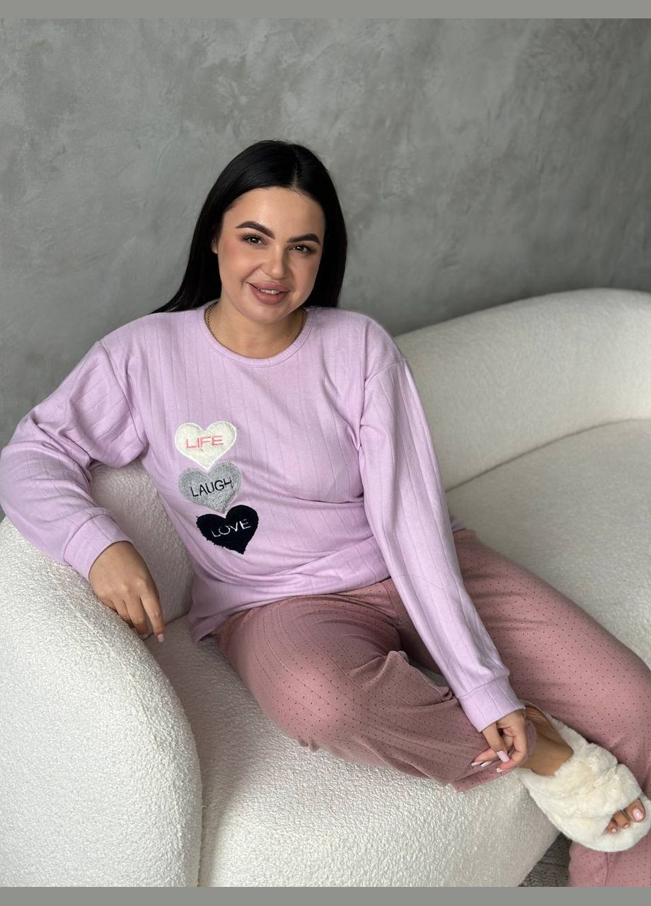 Світло-фіолетова всесезон піжама жіноча кофта + брюки No Brand
