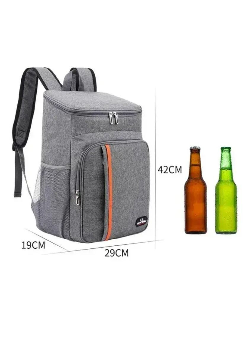 Рюкзак-холодильник туристический 40х30х19 см на 18 л терморюкзак на 1 отделение с лямками на спину Серый No Brand (364274403)