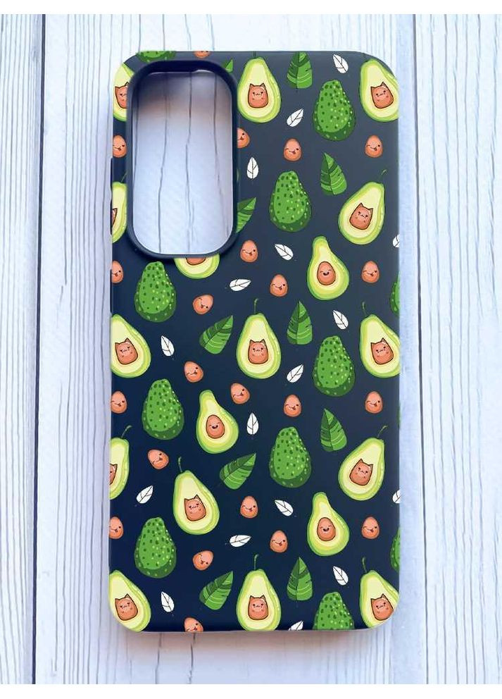Матовий чорний чохол на Samsung Galaxy S24 FE Авокадо з котиками (принт 301) Creative (355391302)